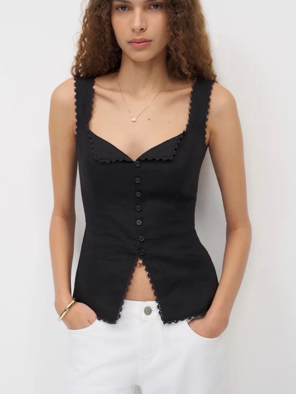 Reformation viola linen top - size 2